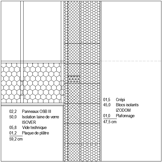 Image du projet Maison zéro-énergie à Herve PT06 coupe toit-mur pignon